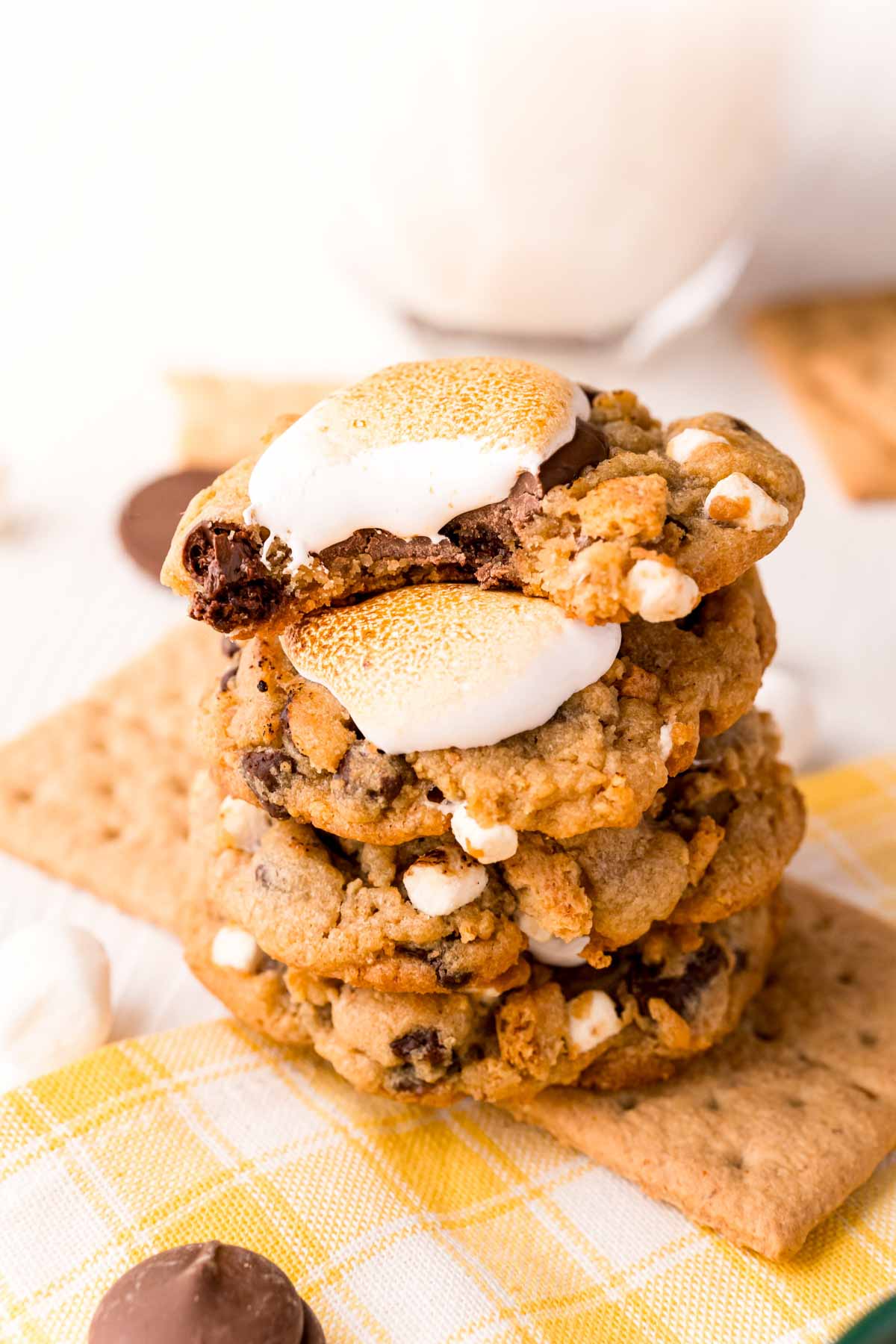 stack full of s'mores cookies