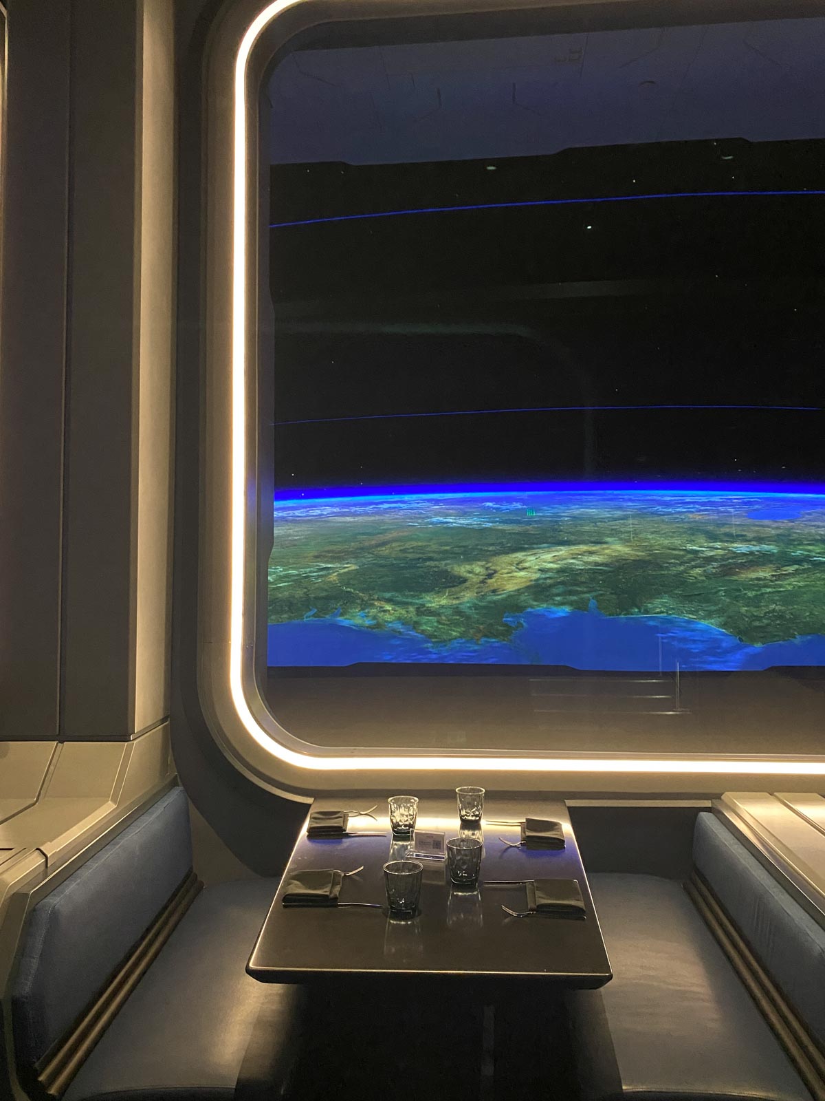 view of Earth from Space 220 restaurant window