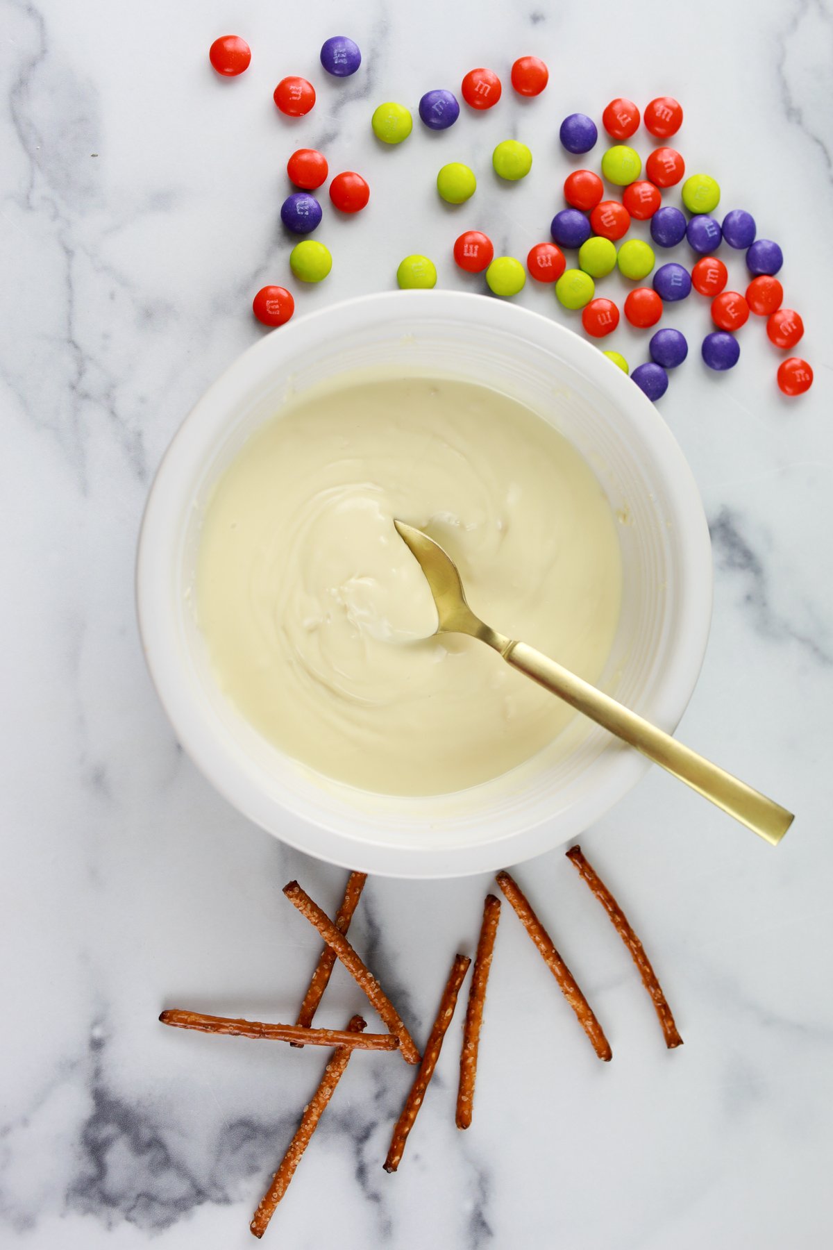 white chocolate melted in a bowl