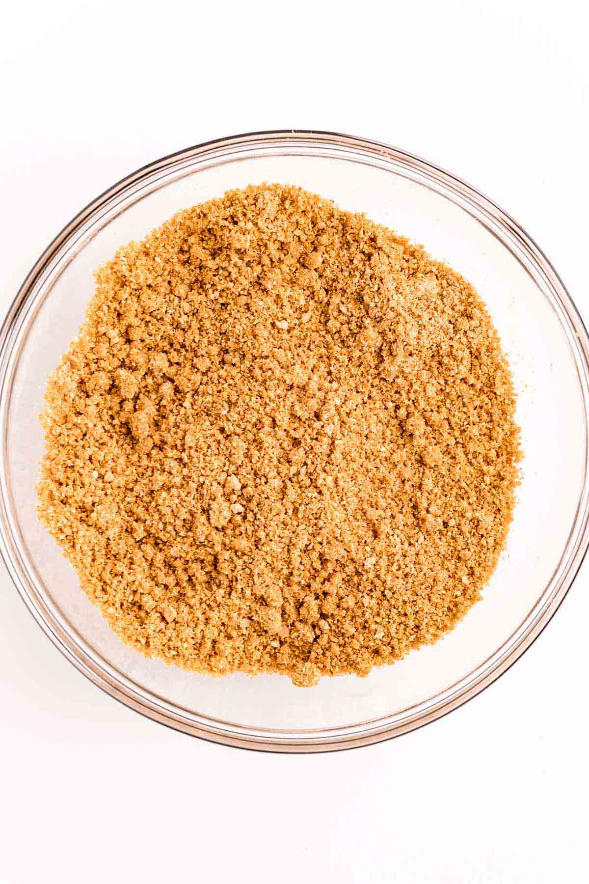 glass bowl with graham cracker crumbs