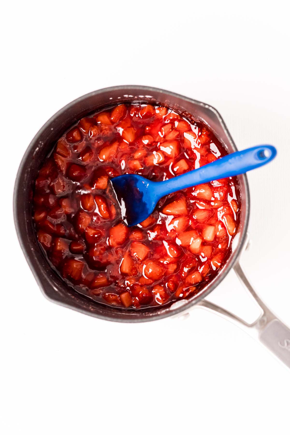 strawberry sauce in a saucepan