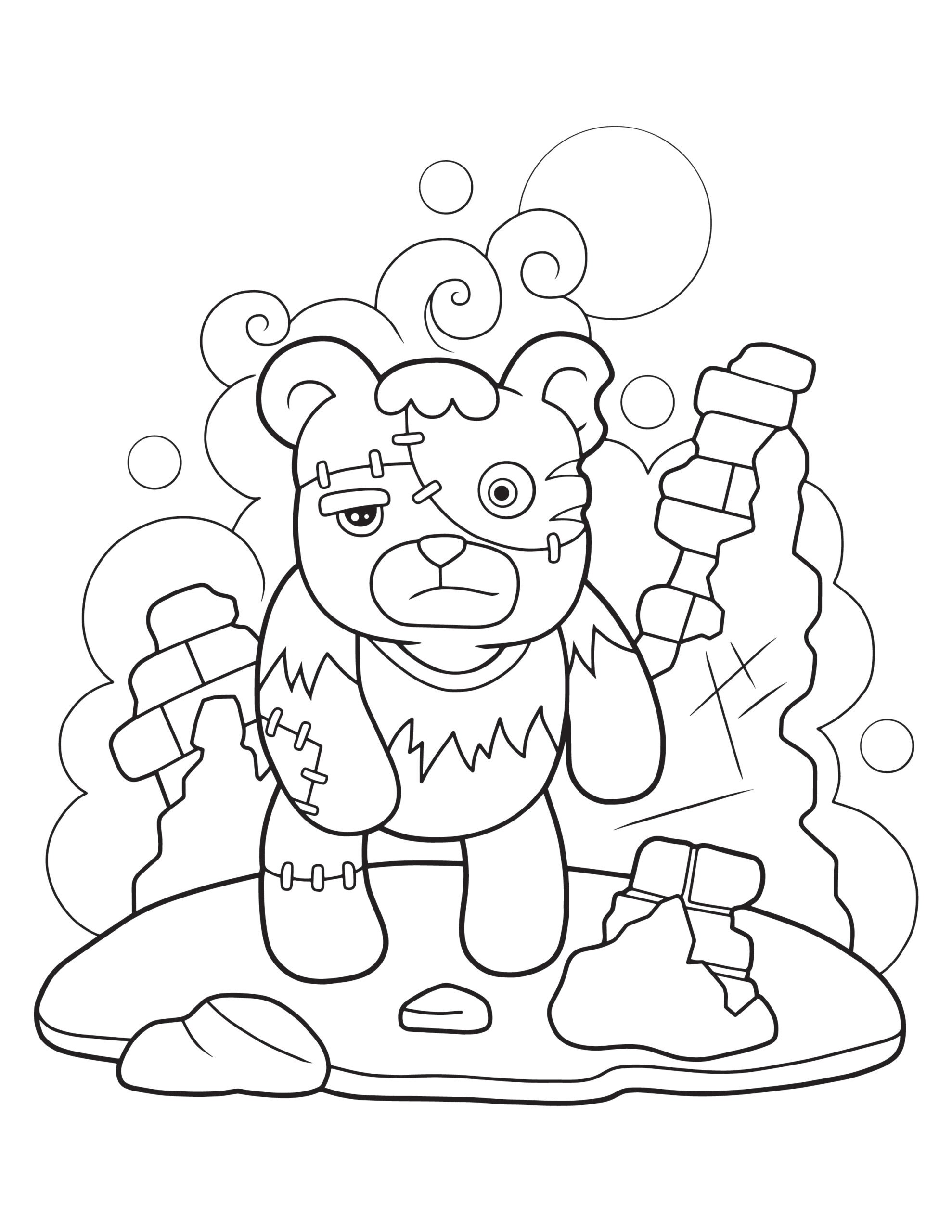 Frankenstein bear coloring page