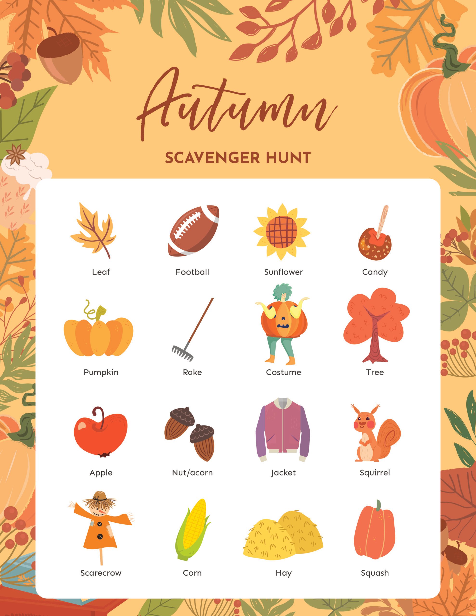 Fall picture scavenger hunt