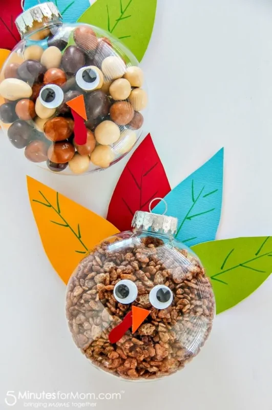 turkeys made out of ornaments