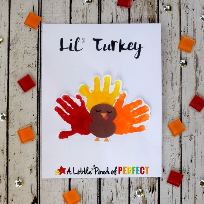 handprint turkey on a white paper