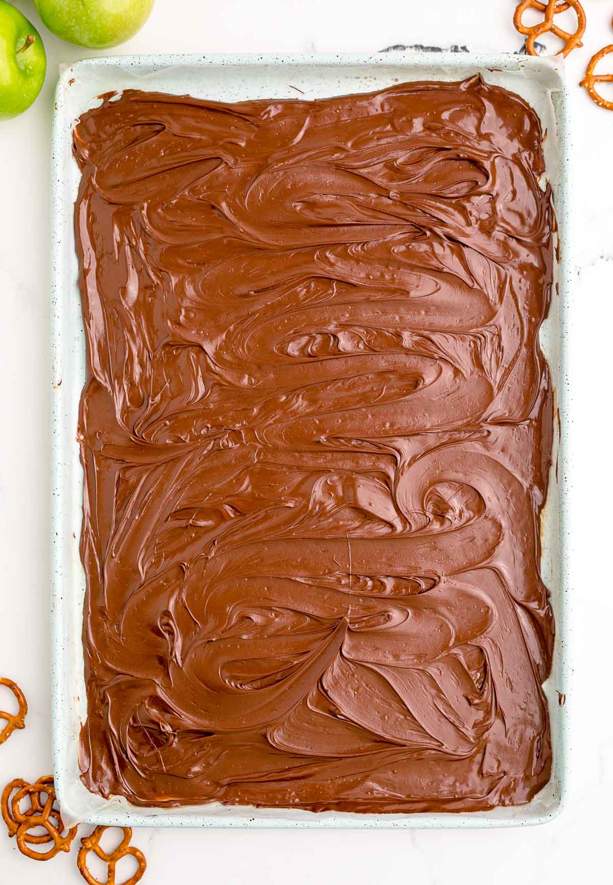 melted chocolate on a piece of parchment paper