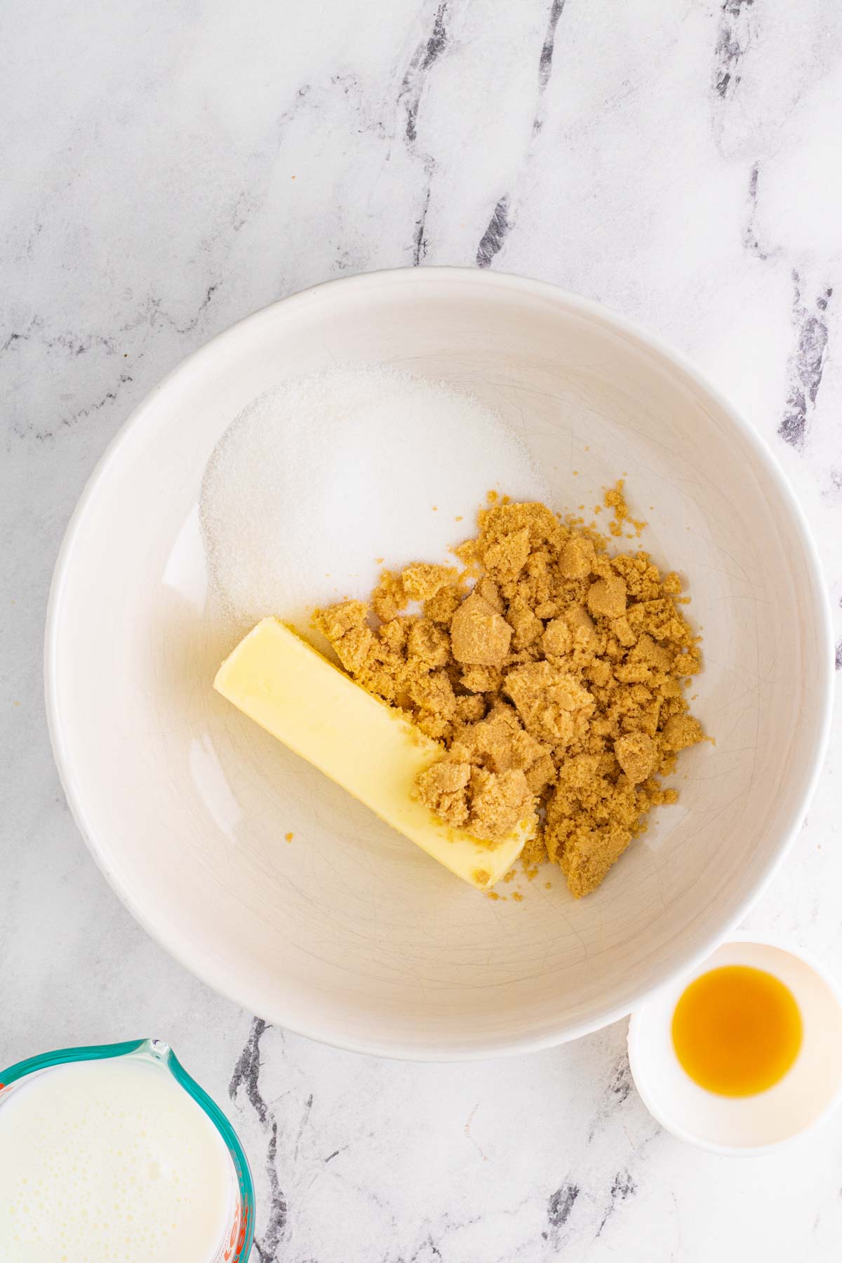 white bowl with sugar and butter