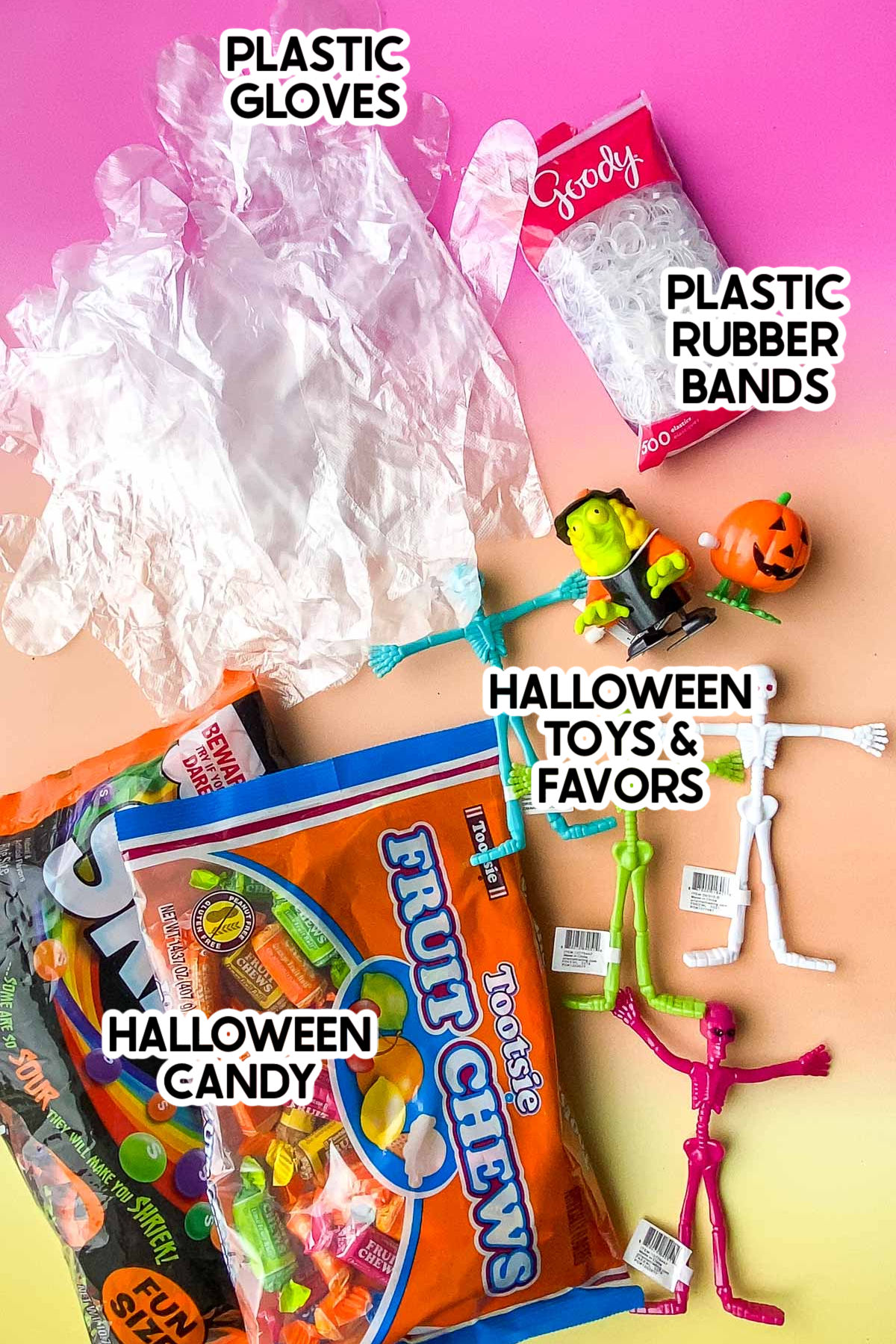 supplies to make Halloween candy hands