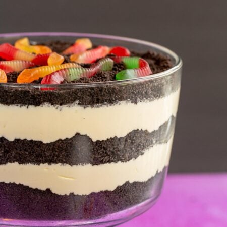 Oreo dirt cake in a trifle dish