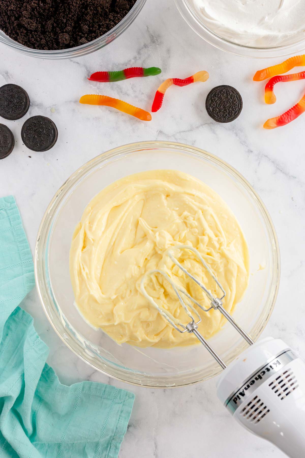 glass bowl with vanilla pudding