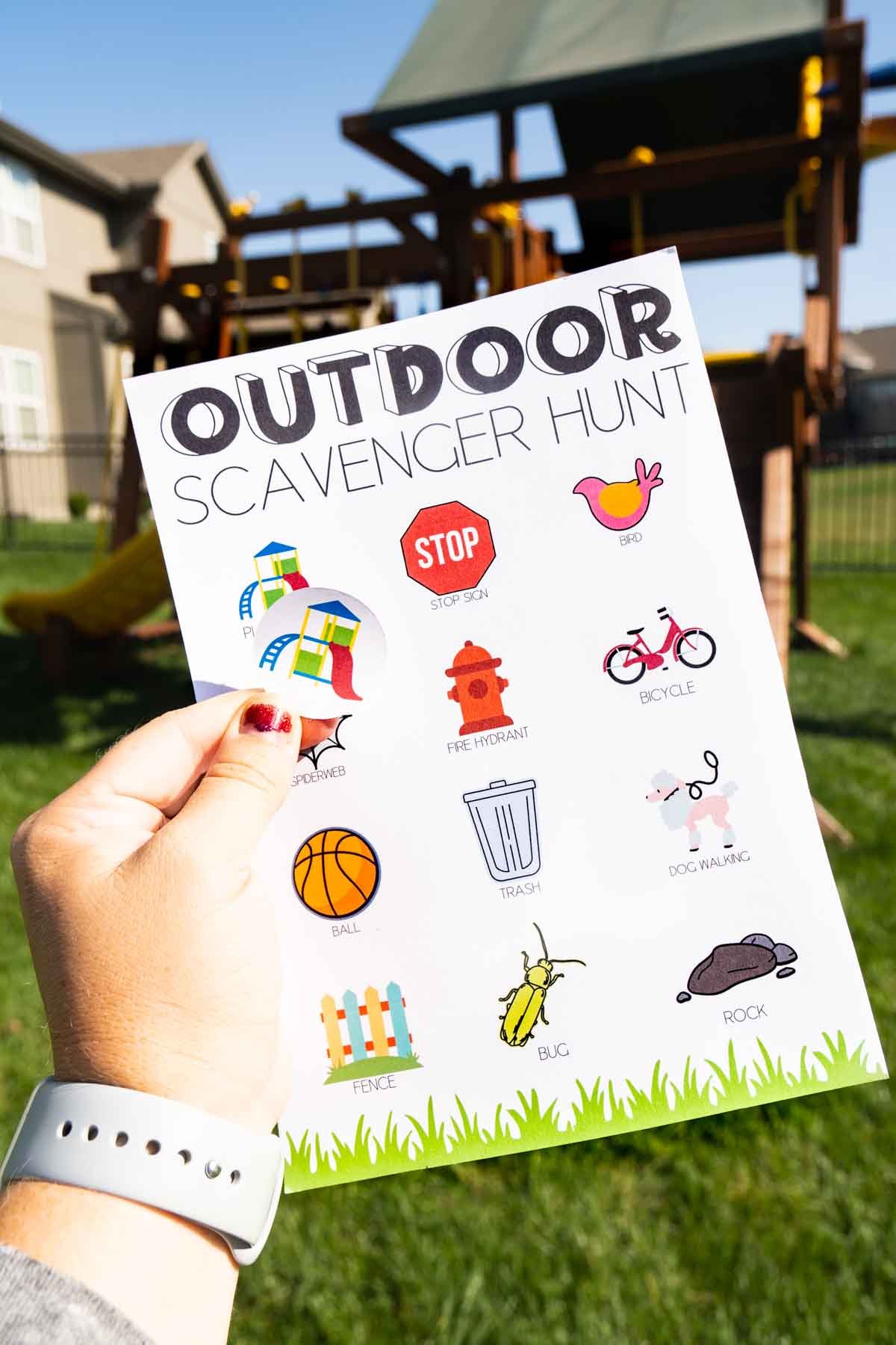 Outdoor Scavenger Hunt with Free Printable Stickers - 77