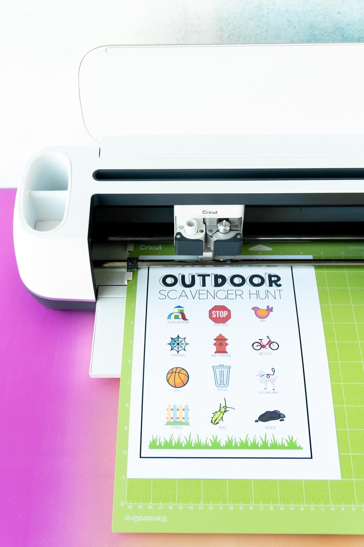 outdoor scavenger hunt loaded into a Cricut Maker