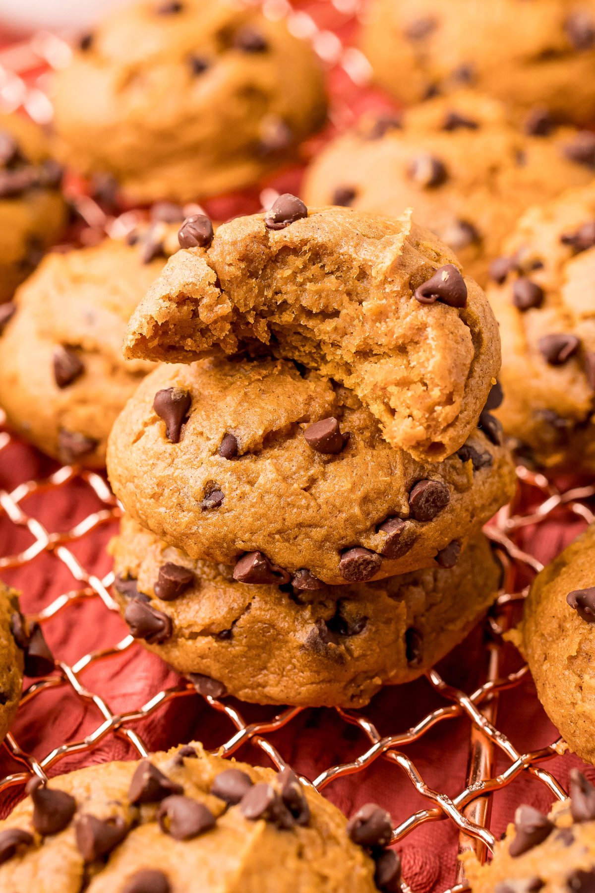 stack of pumpkin cake mix cookies