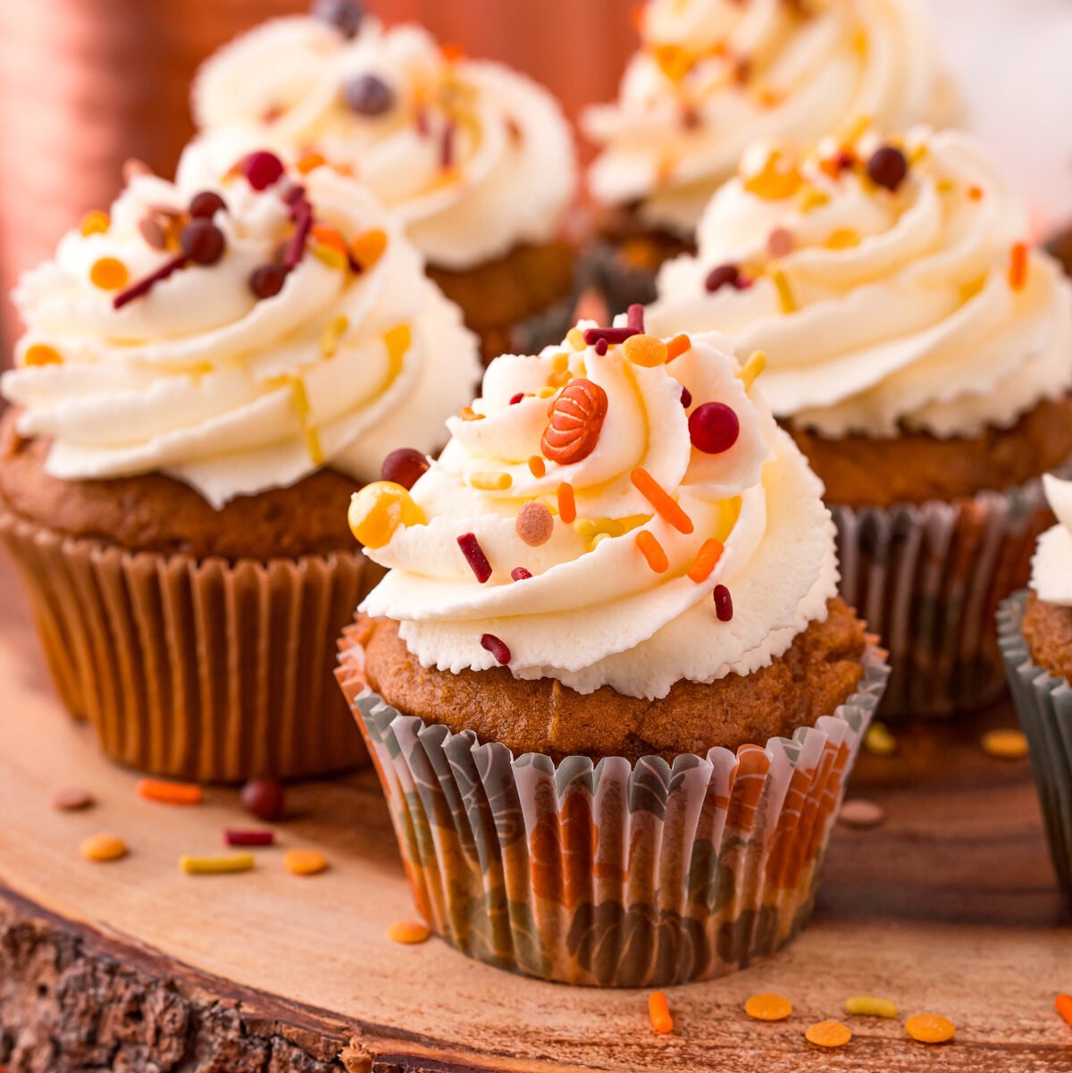 Pumpkin Cupcakes with Cheesecake Frosting