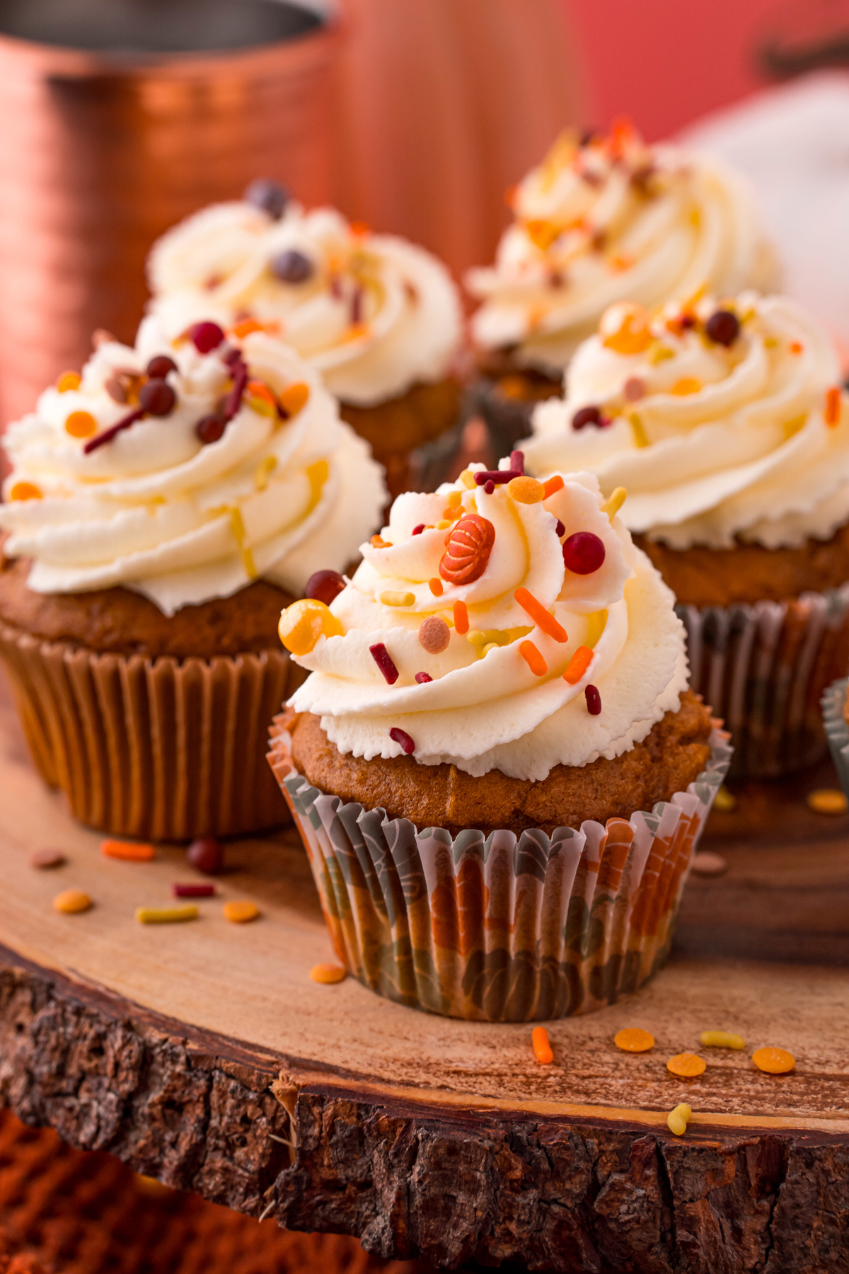 pumpkin cupcakes with fall sprinkles