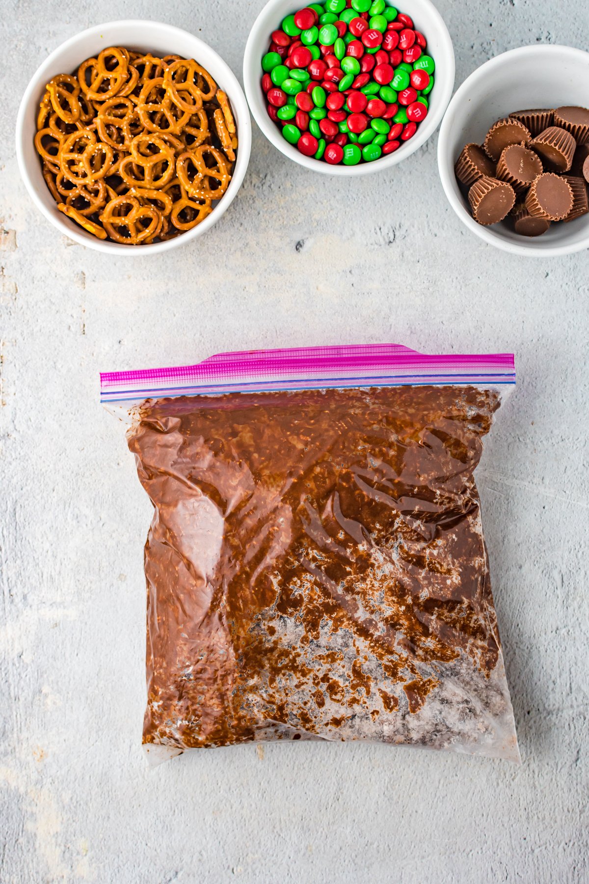 reindeer chow in a plastic bag