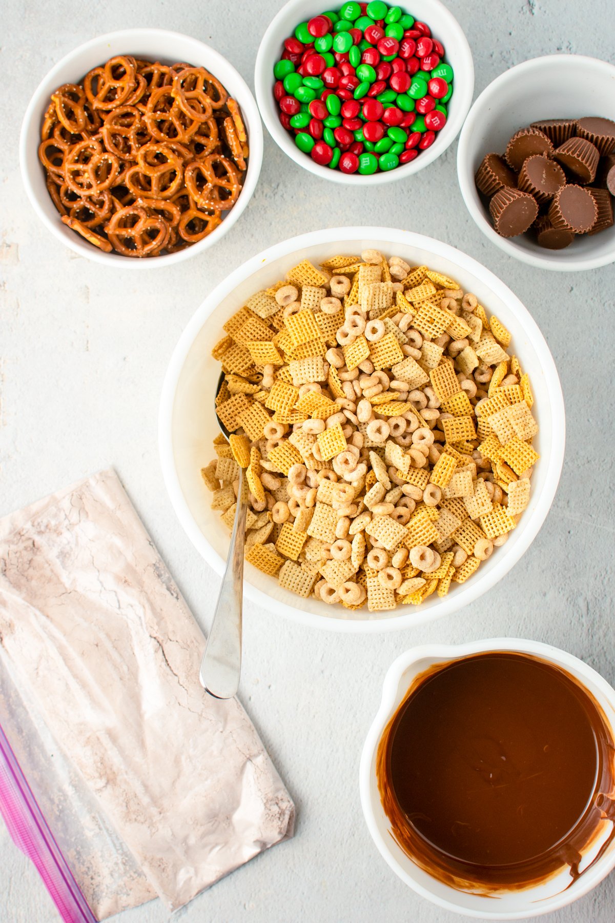 white bowl with mixed cereal