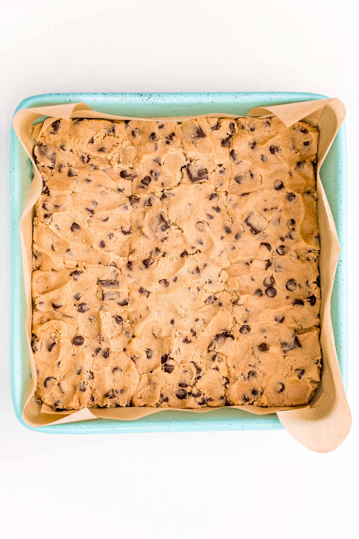 cookie dough in a baking dish