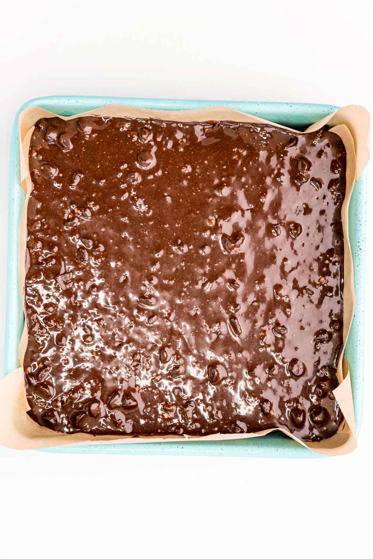 brownie batter in a baking dish