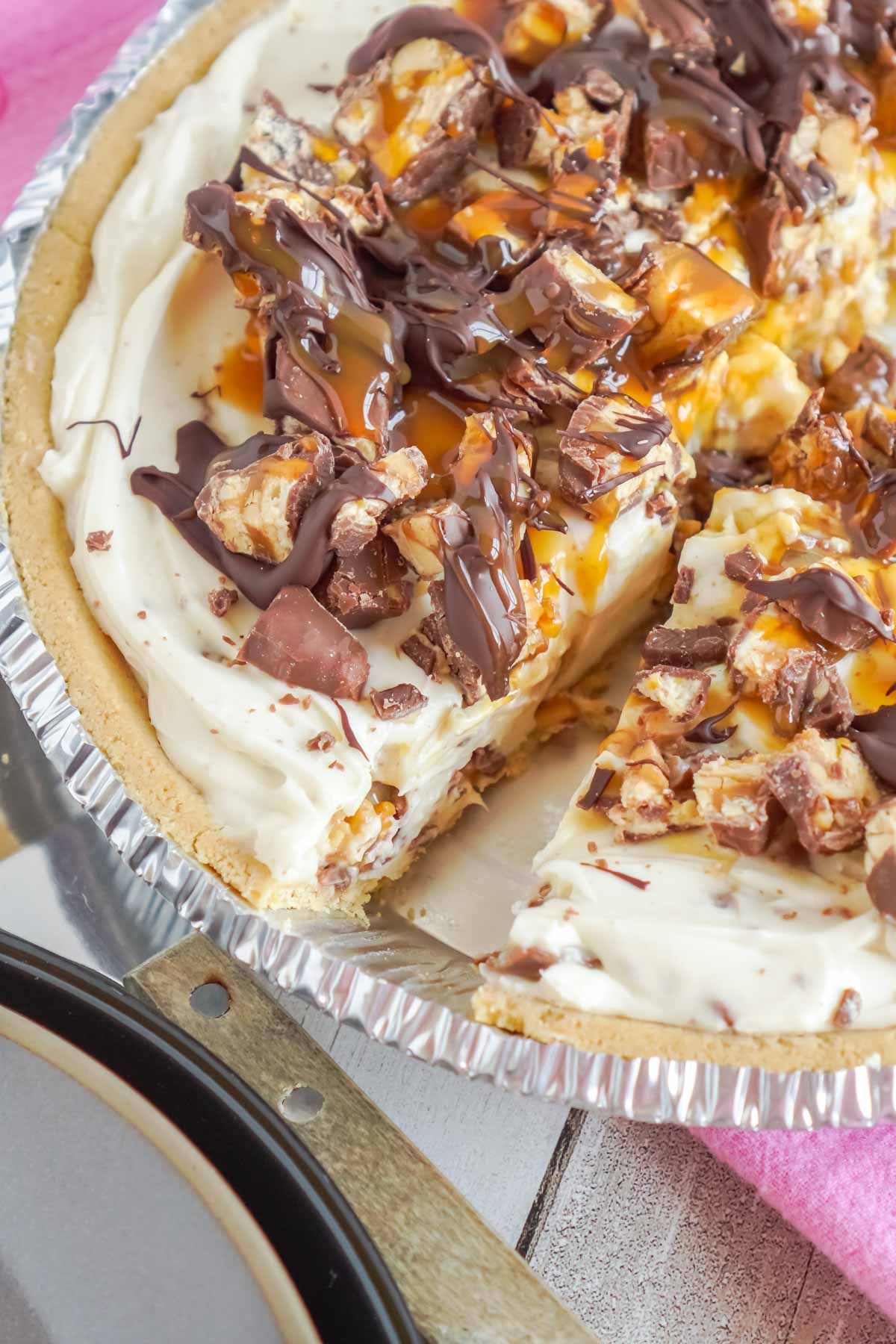 slice of snickers pie