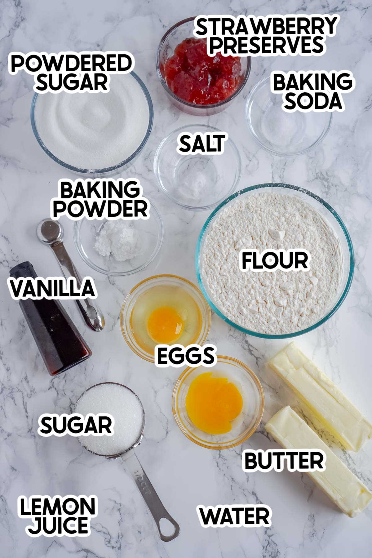 ingredients for strawberry thumbprint cookies