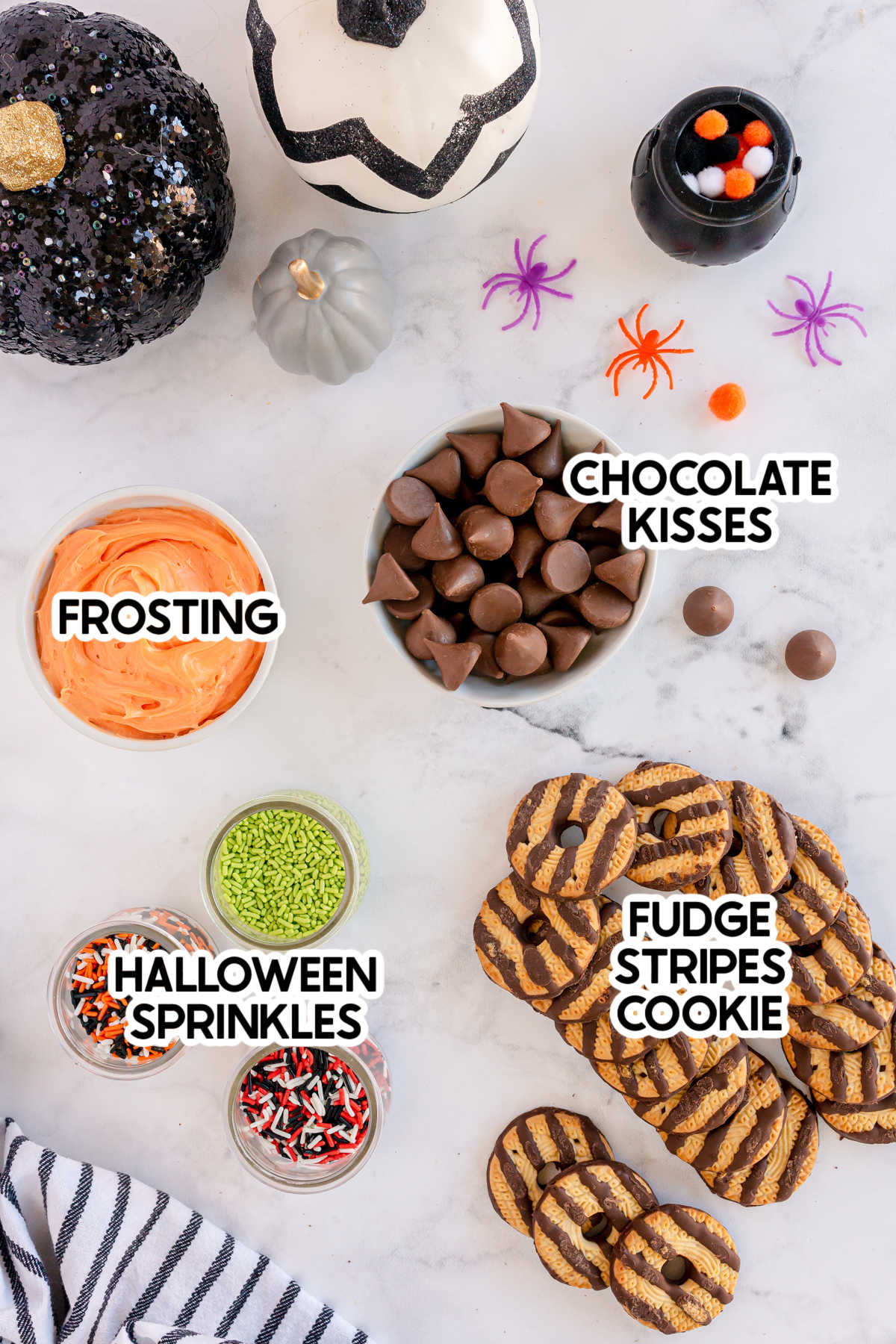 ingredients for witch hat cookies with labels