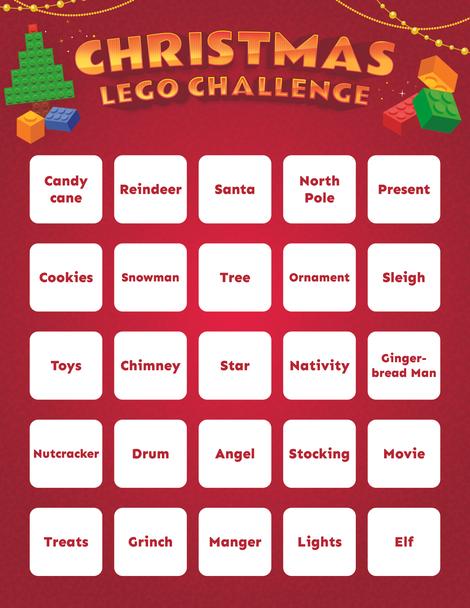 Red Christmas lego challenge calendar