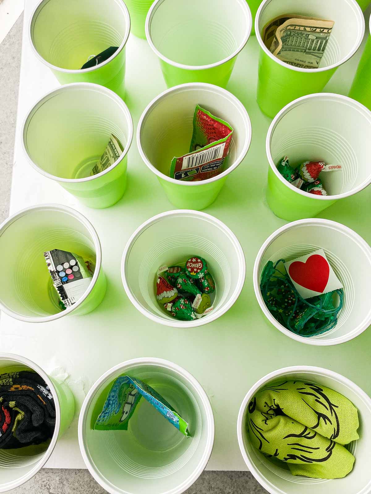 Christmas punch game filled with green treats