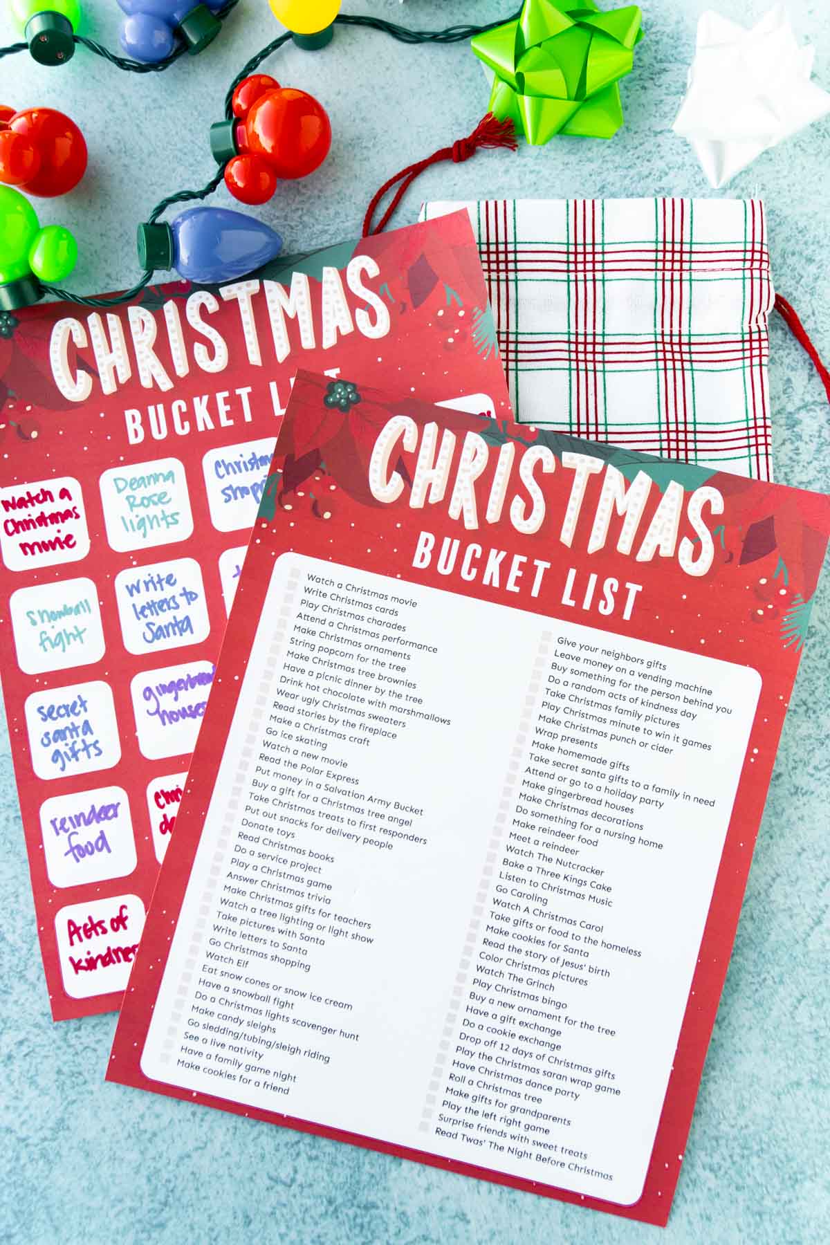 Christmas bucket list on top of a homemade list