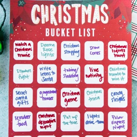 filled in Christmas bucket list