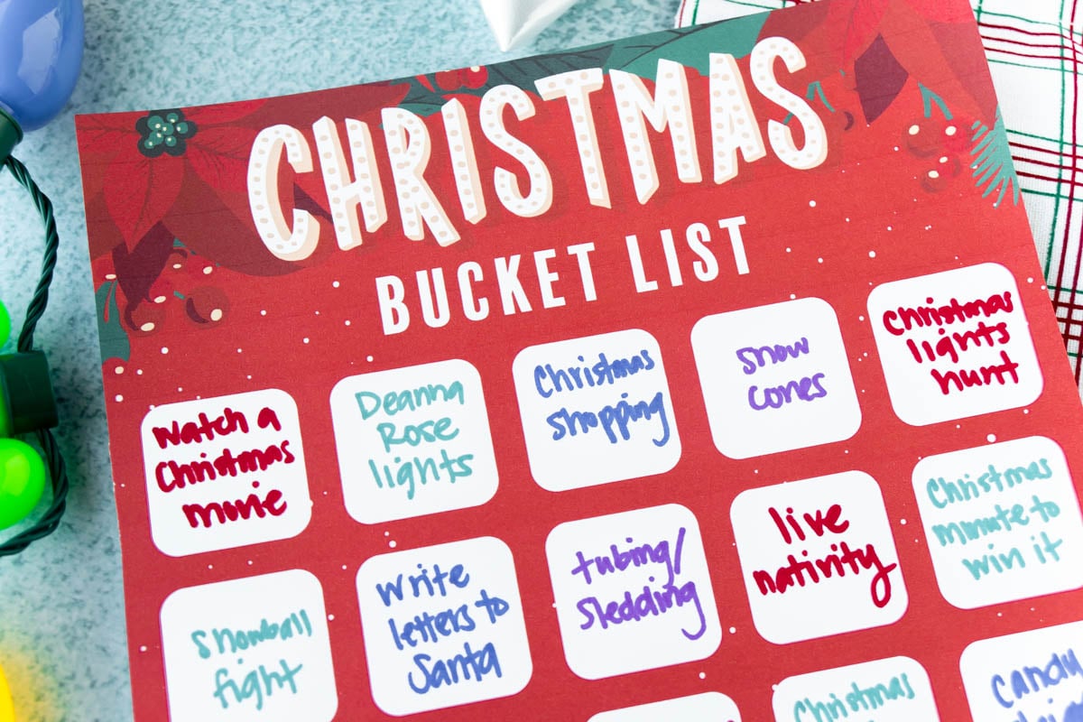 horizontal image of a Christmas bucket list