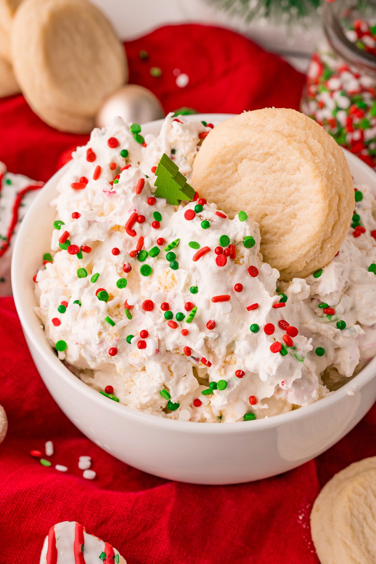 bowl of Christmas tree cake dip