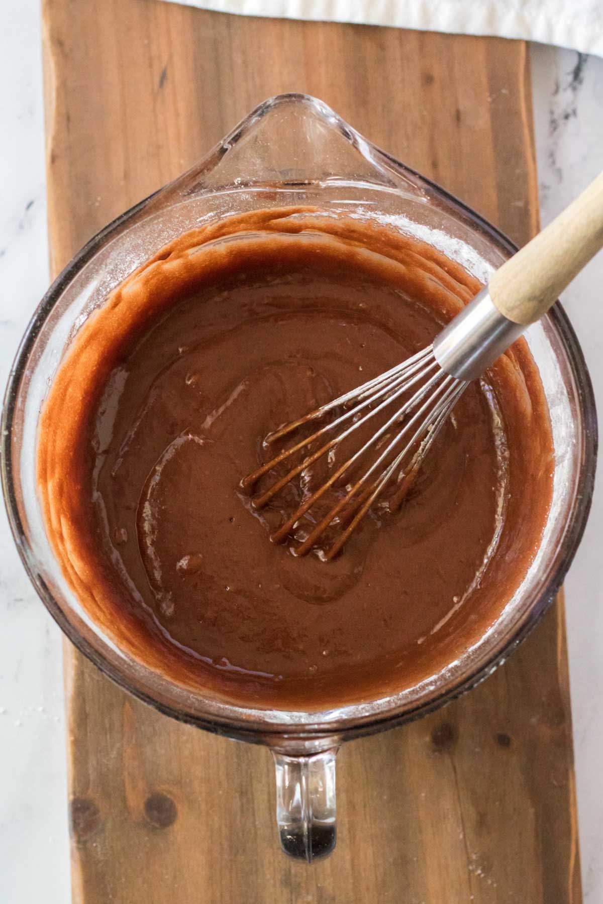 chocolate mixture in a glass bowl