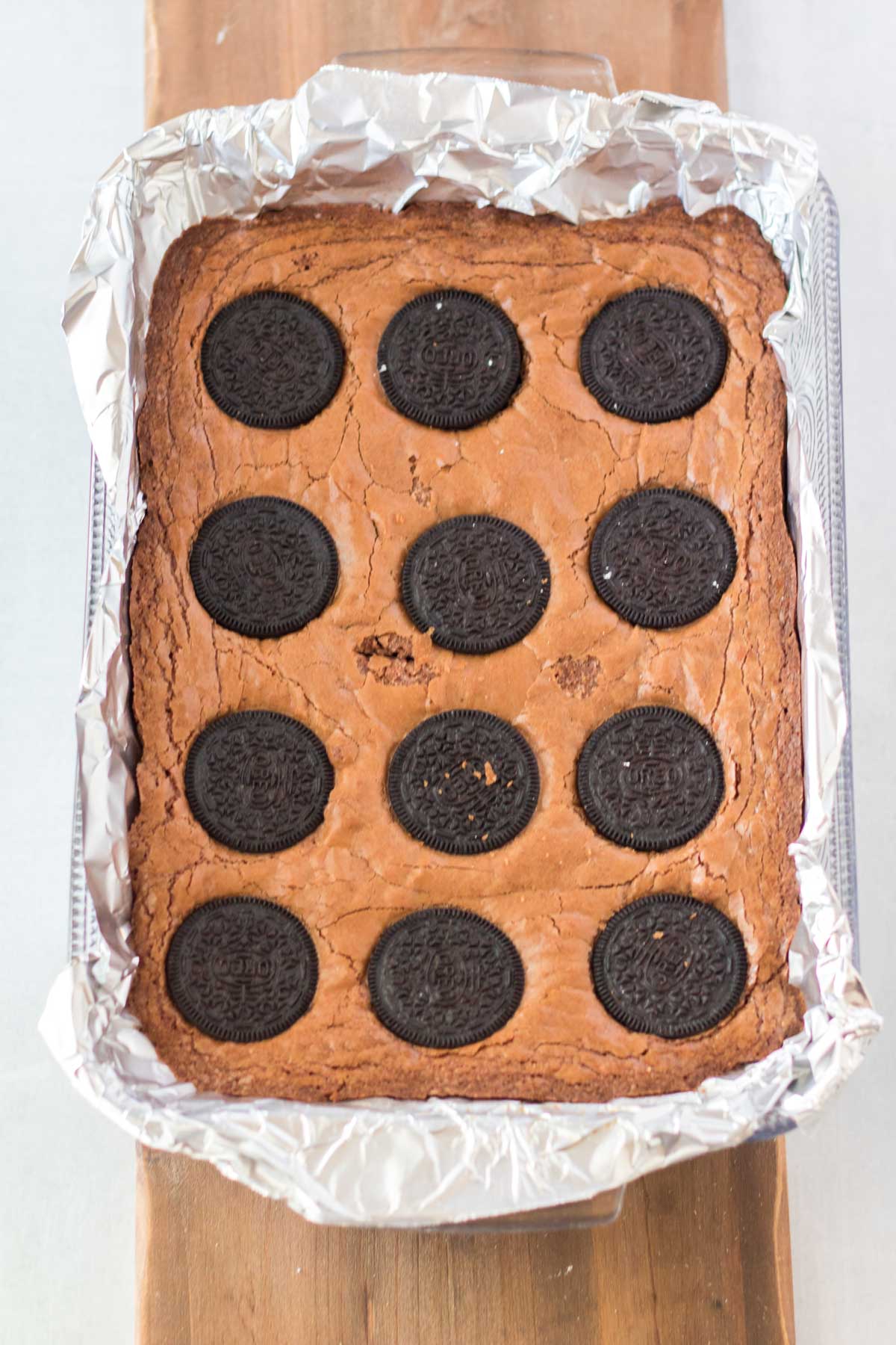 baked brownies with Oreos in them