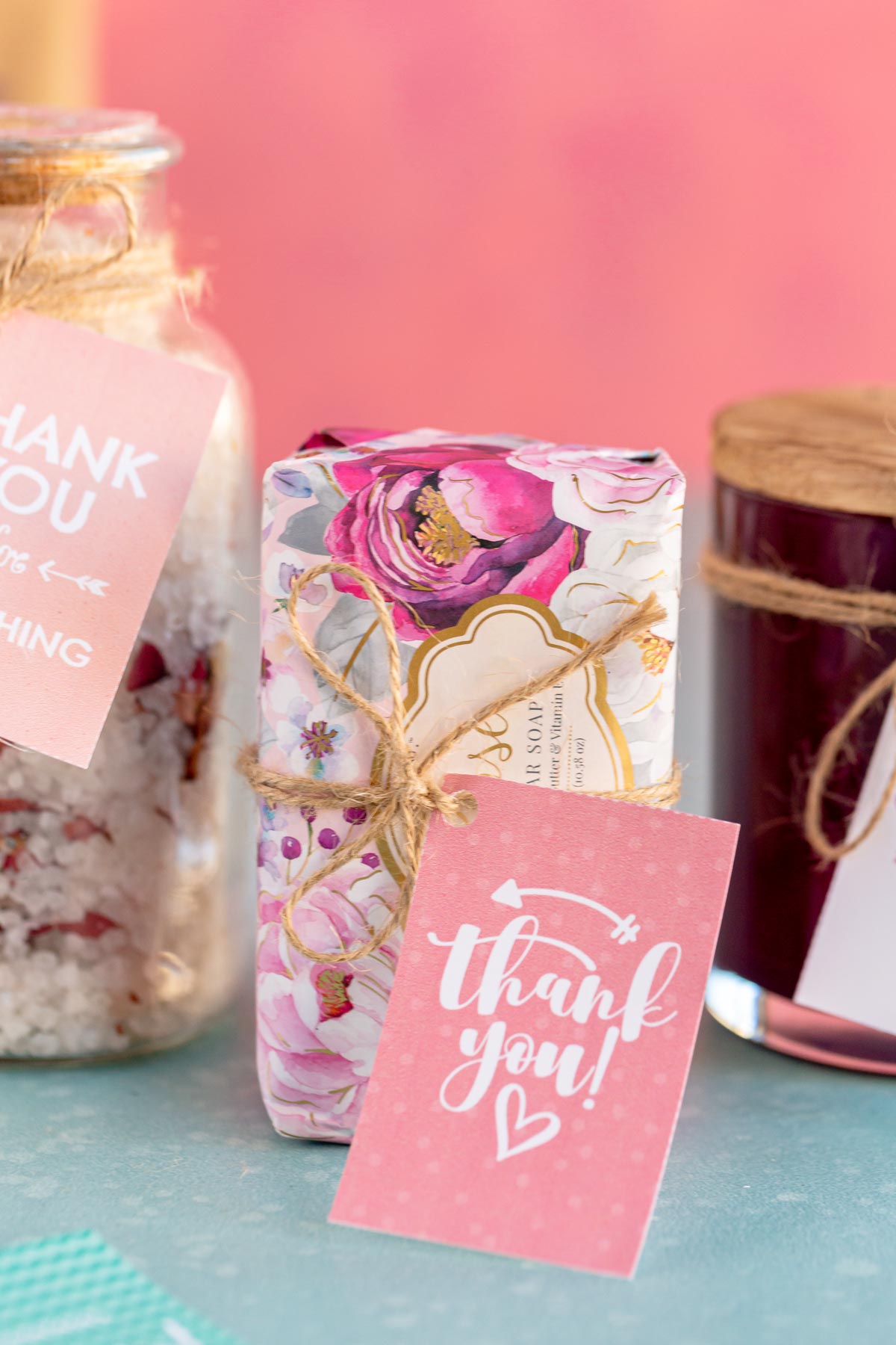 gift bags with printable thank you tags