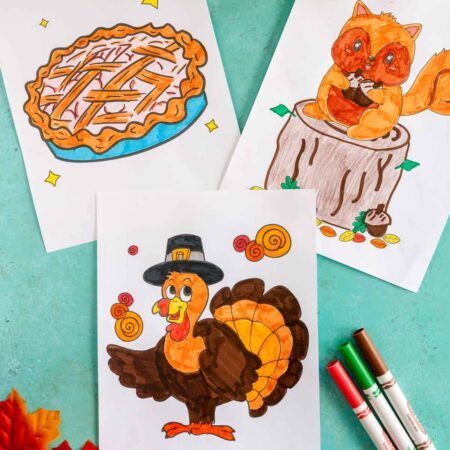 colored in Thanksgiving coloring pages