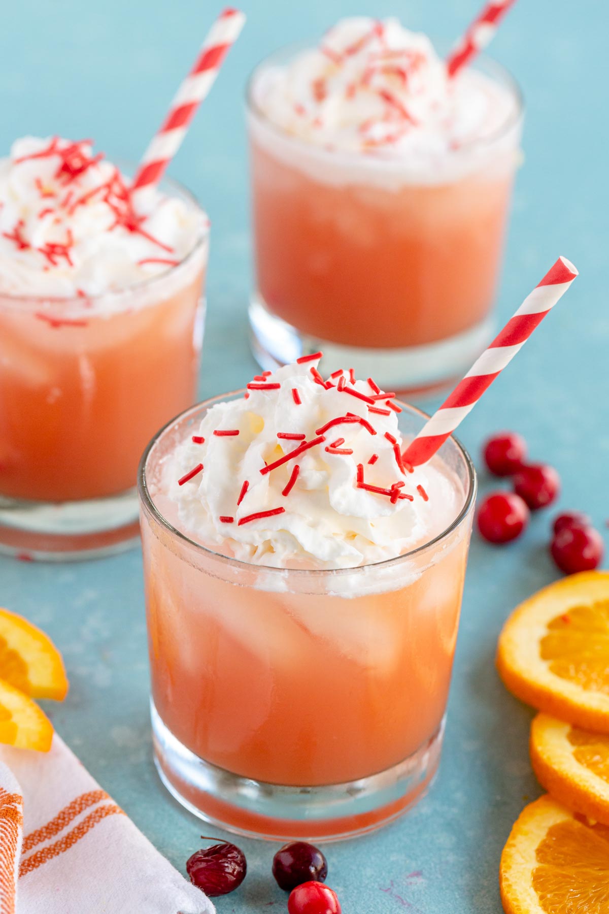 Thanksgiving punch with whipped cream on top