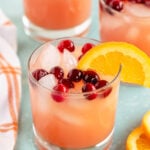 Glass of Thanksgiving punch with an orange slice