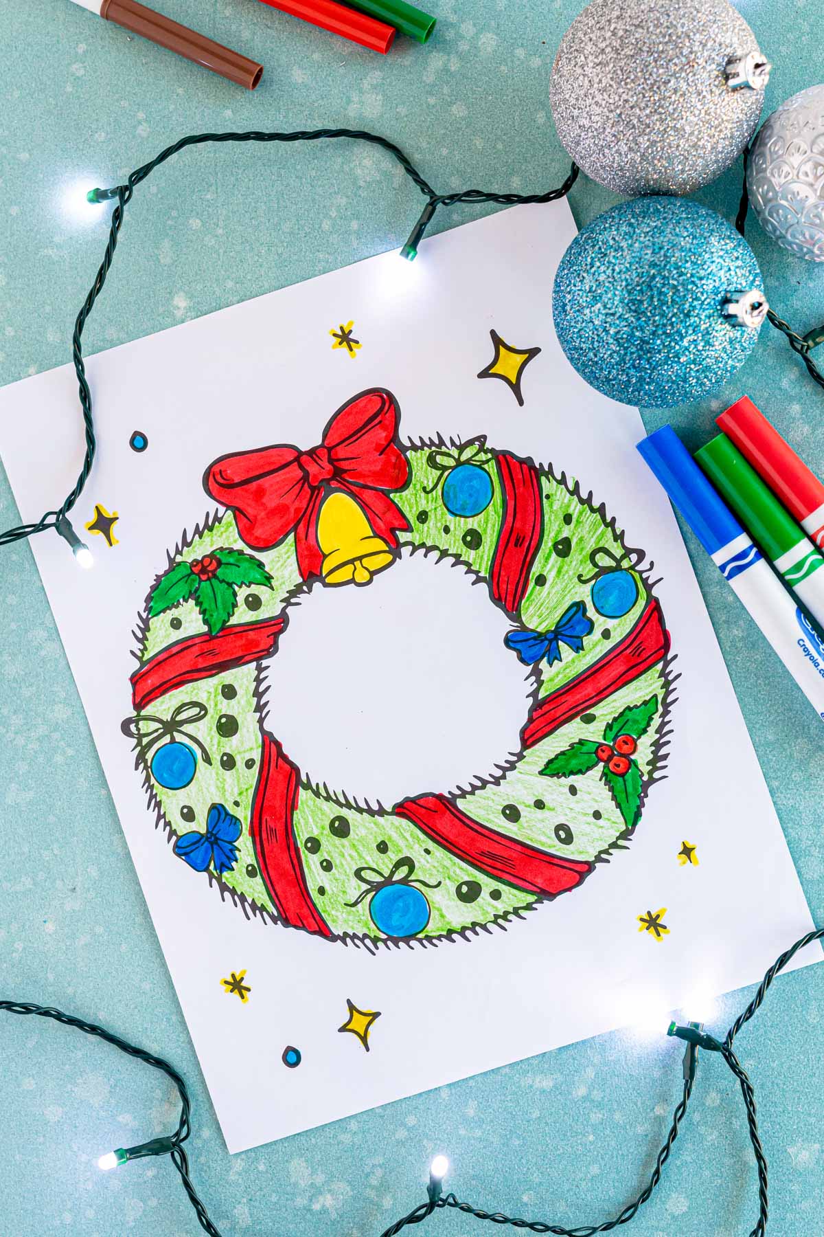 Christmas wreath coloring page