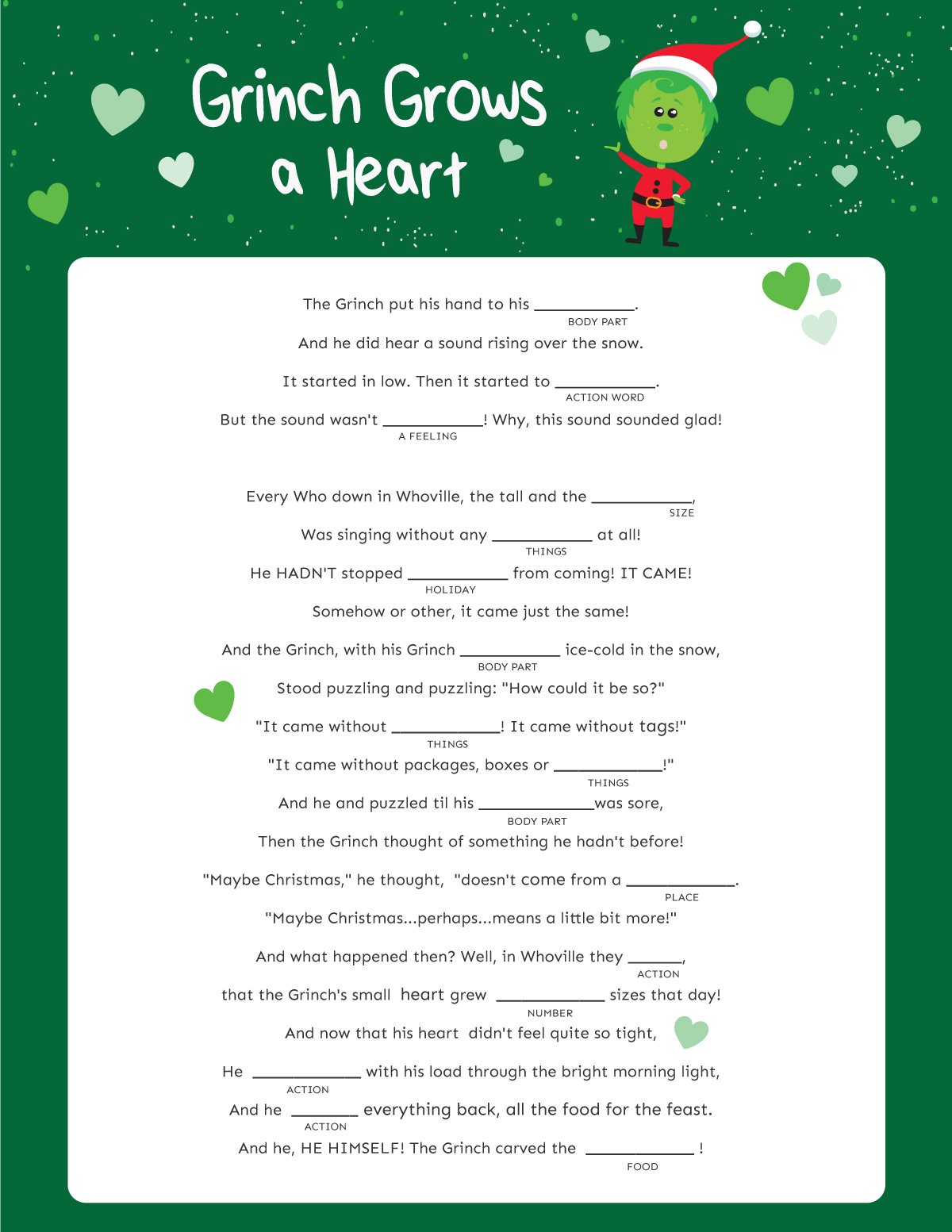 Grinch mad lib