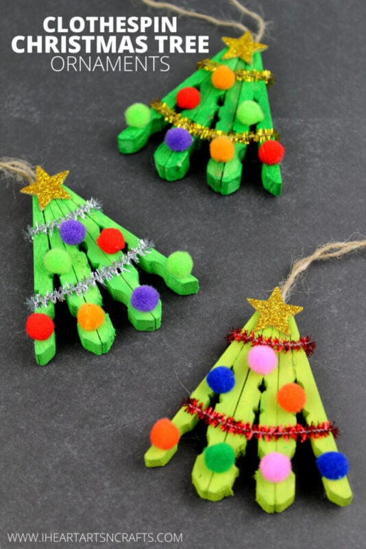 Christmas trees made out of clothespins