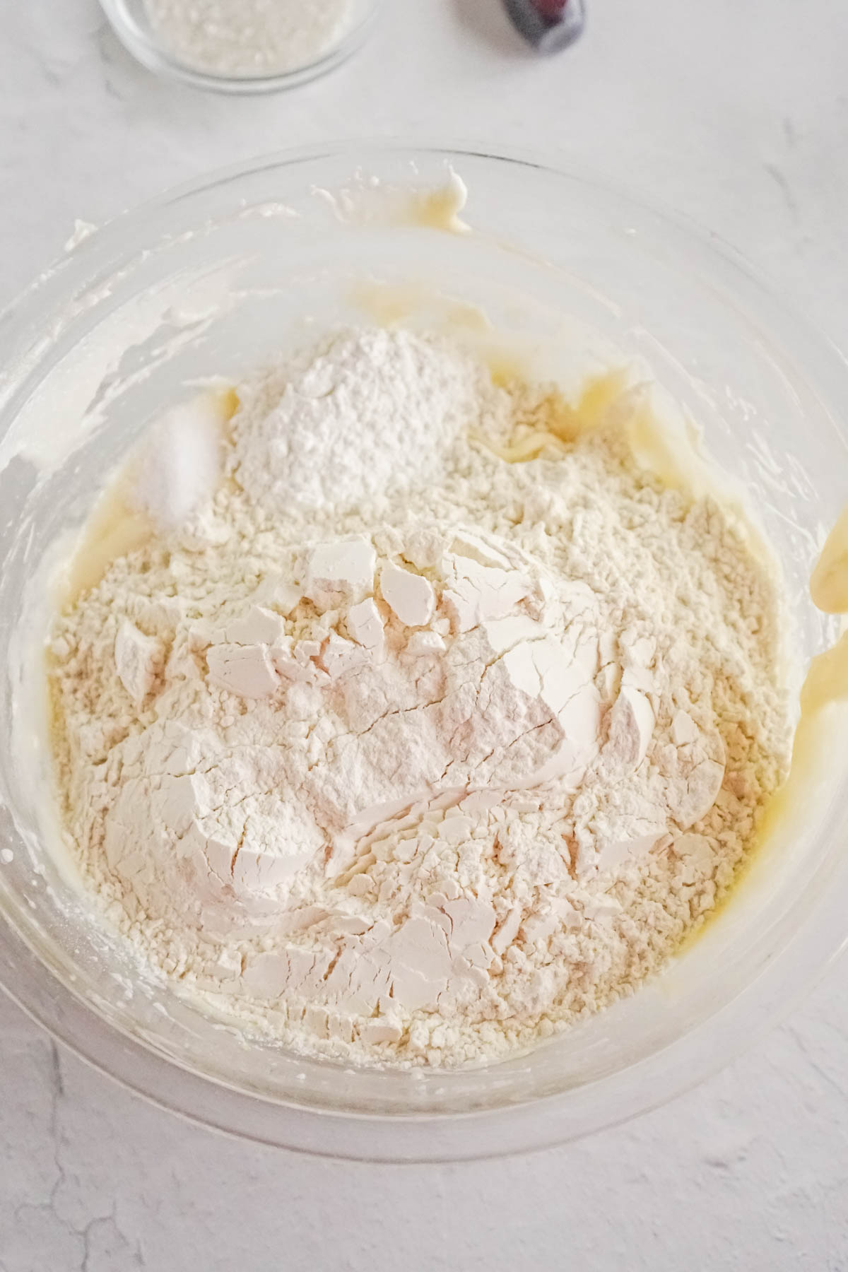 flour in a glass bowl