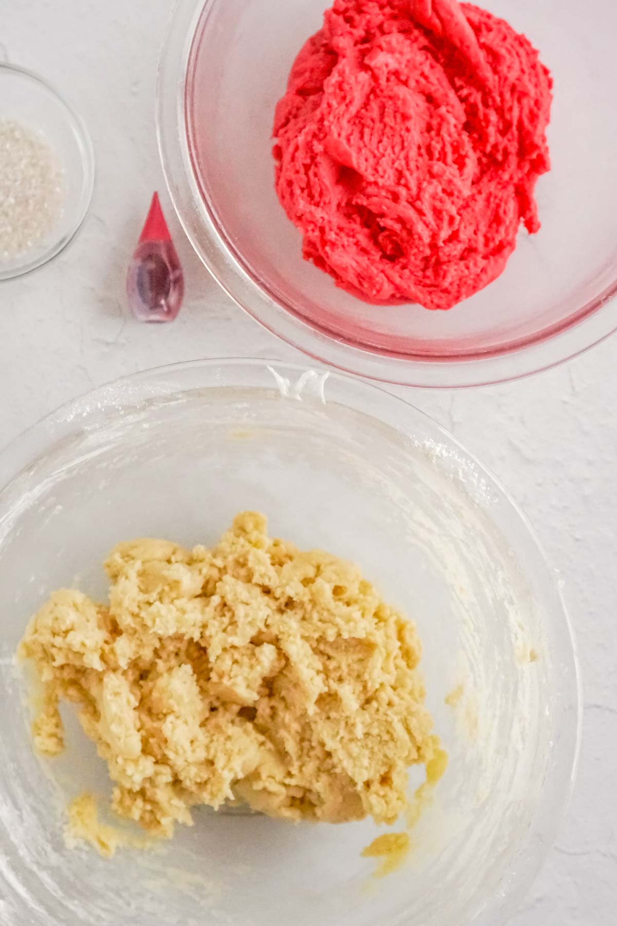 red and plain sugar cookie dough