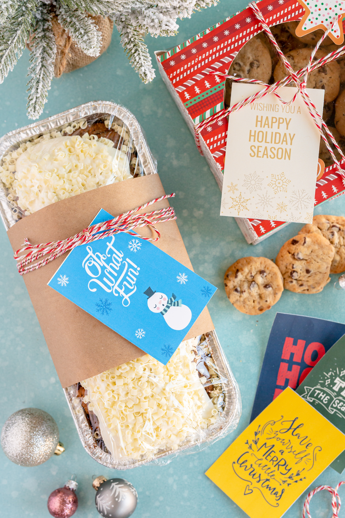 treats with Christmas gift tags