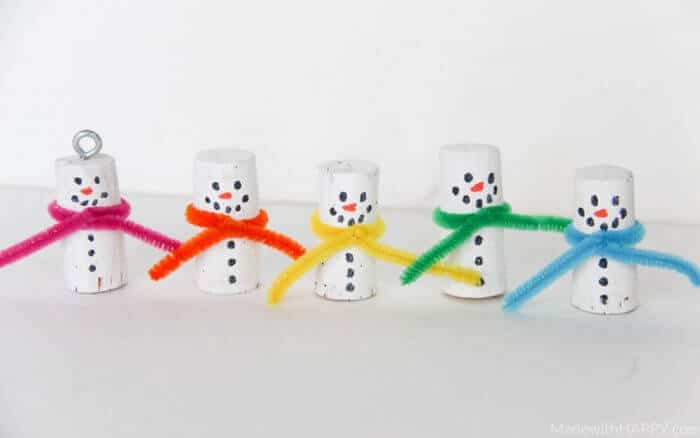 snowmen made out of wine corks