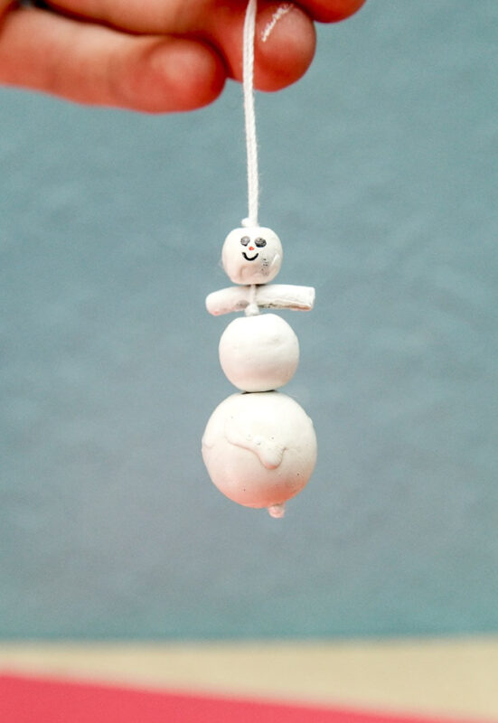 melted snowman bead ornament