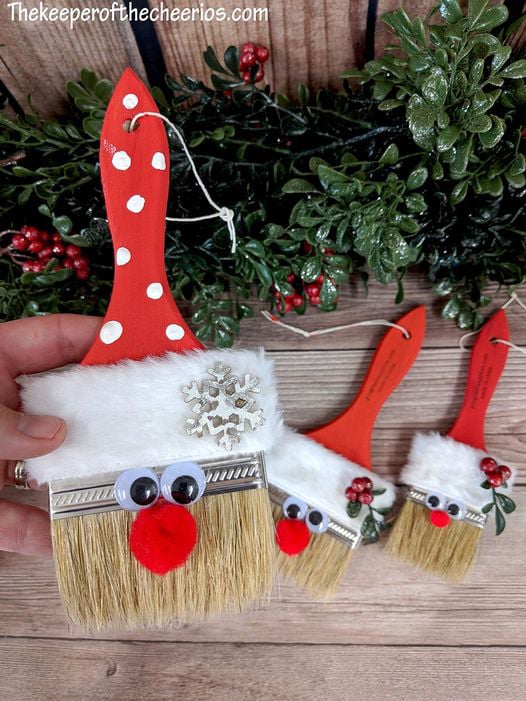 paintbrush Santa ornament