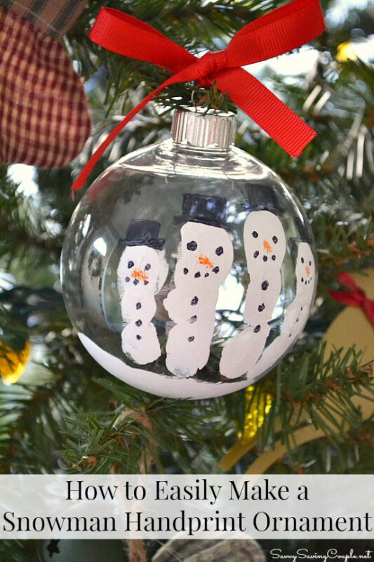 ornaments with fingerprint snowmen
