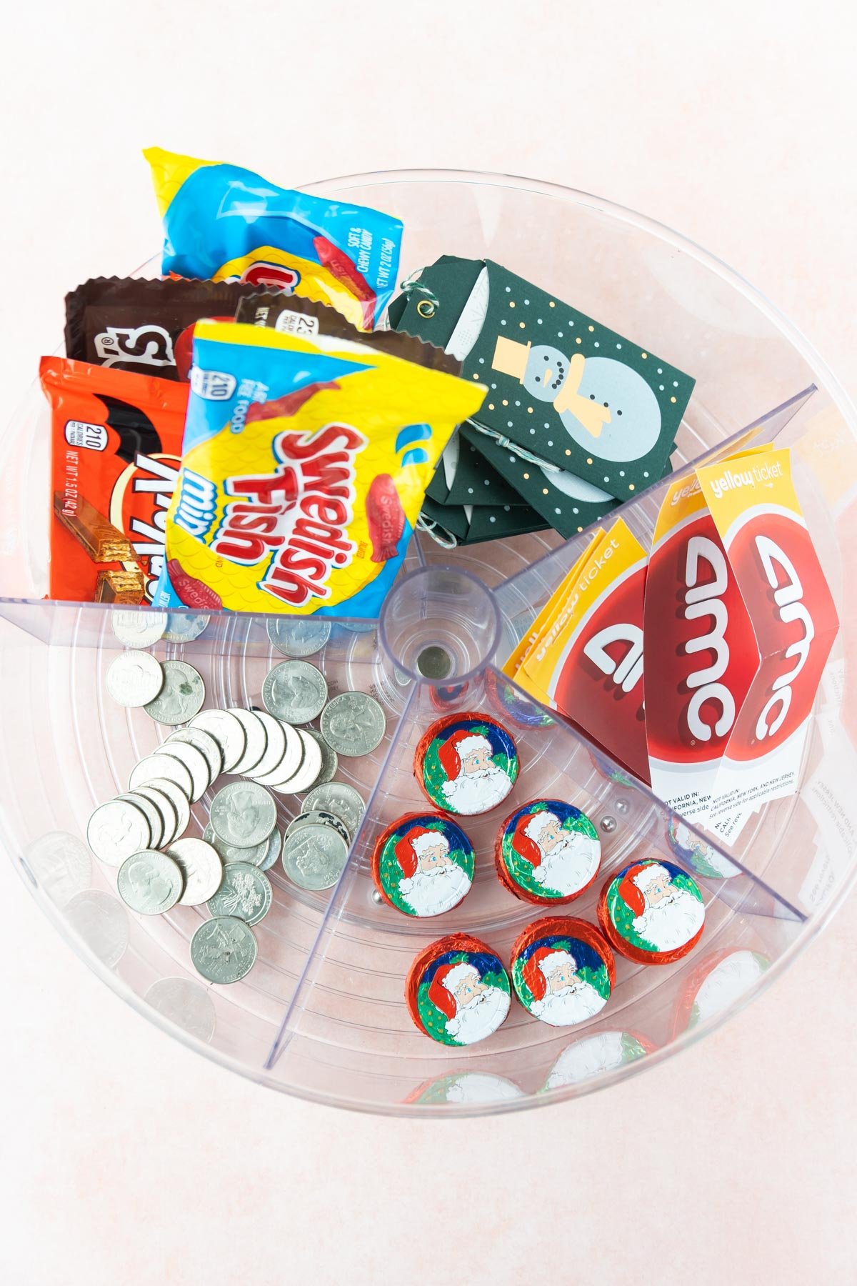 plastic turntable with gift cards and money