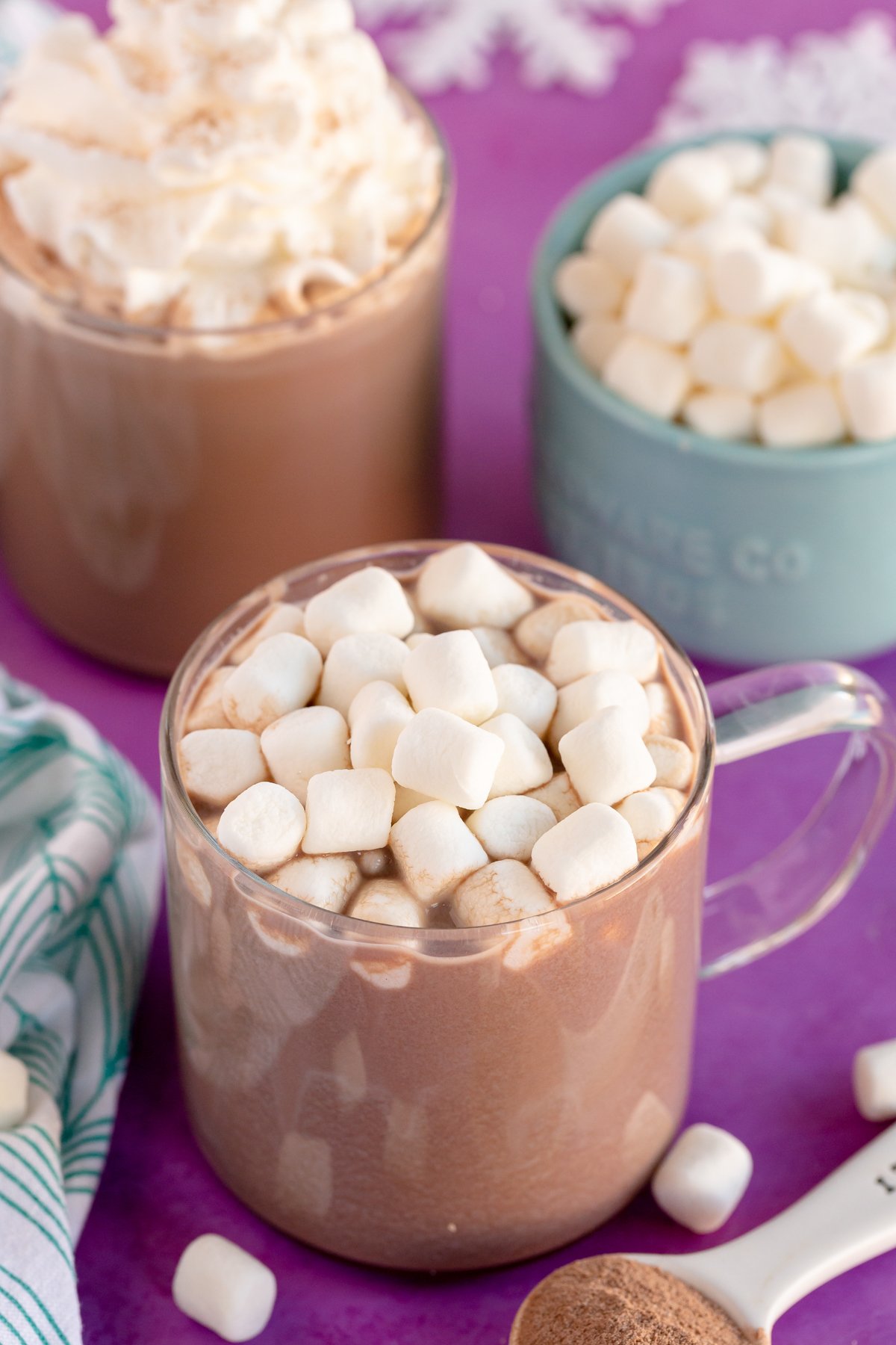 glass mug full of hot chocolate